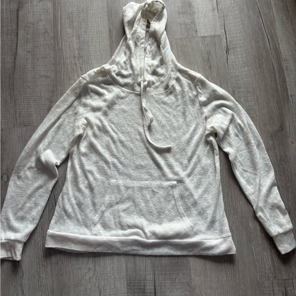 Weatherproof Vintage white knit sheer hoodie S